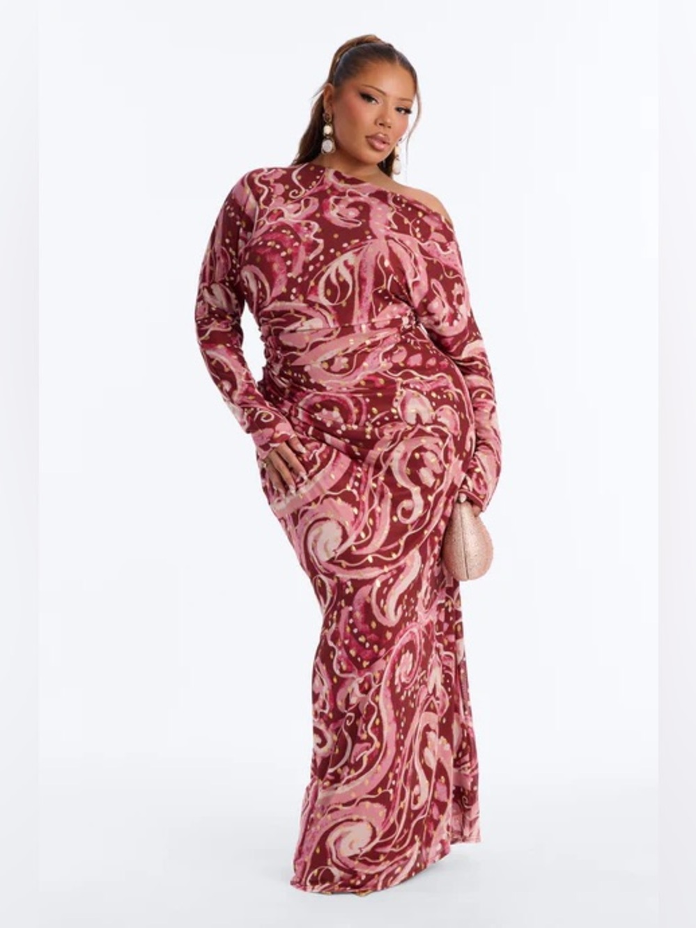 Fashion Nova Pink Paisley Maxi Skirt Dress
